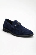 Navy Blue Navy Blue Metal Bit Slip-on Loafers - Photo 1