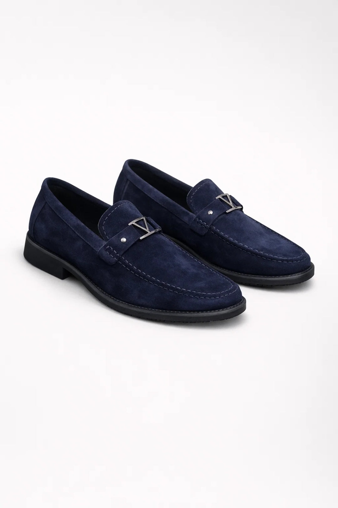 Navy Blue Navy Blue Metal Bit Slip-on Loafers - Photo 2