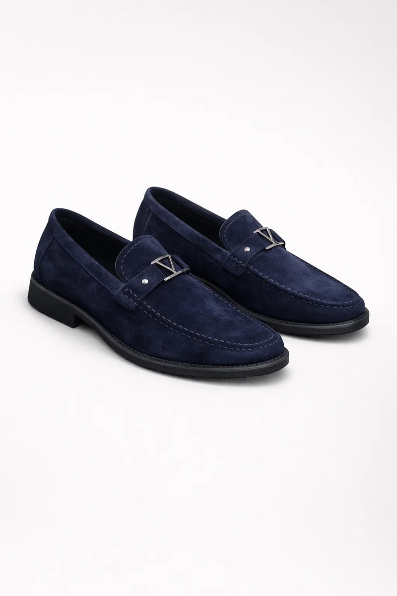 Navy Blue Navy Blue Metal Bit Slip-on Loafers - Photo 2