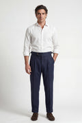 Navy Blue Navy Blue Relaxed Fit Trousers with Side Adjusters - Photo 1