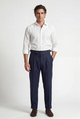 Navy Blue Navy Blue Relaxed Fit Trousers with Side Adjusters - Photo 1