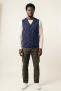 Navy Blue Relaxed Fit Utility Vest with Functional Pockets - Cotton vests - Photo 8