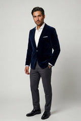 Navy Blue Single Button Slim Fit Tailored Blazer - Tailored blazers - Photo 1