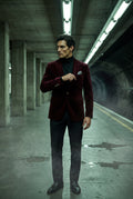 Red Single Button Slim Fit Tailored Blazer - Tailored blazers - Photo 12