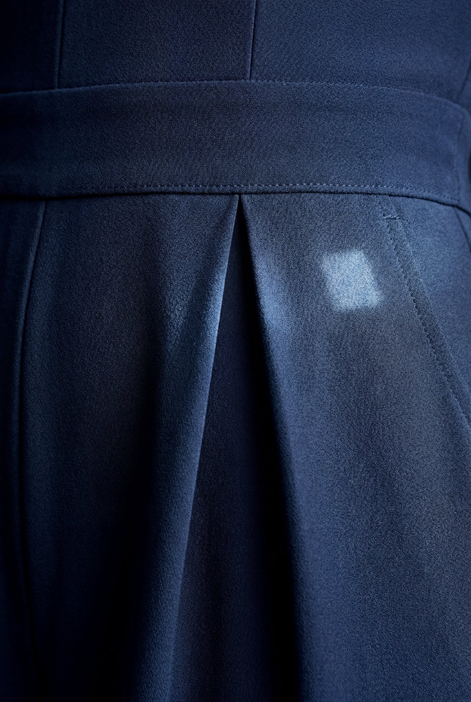 Navy Blue Strapless Wide-leg Tailored Jumpsuit with Pleated Waist - Wide leg jumpsuit - Photo 4