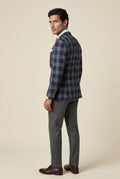 Navy Blue Windowpane Check Tailored Slim Fit Blazer - Tailored blazers - Photo 13
