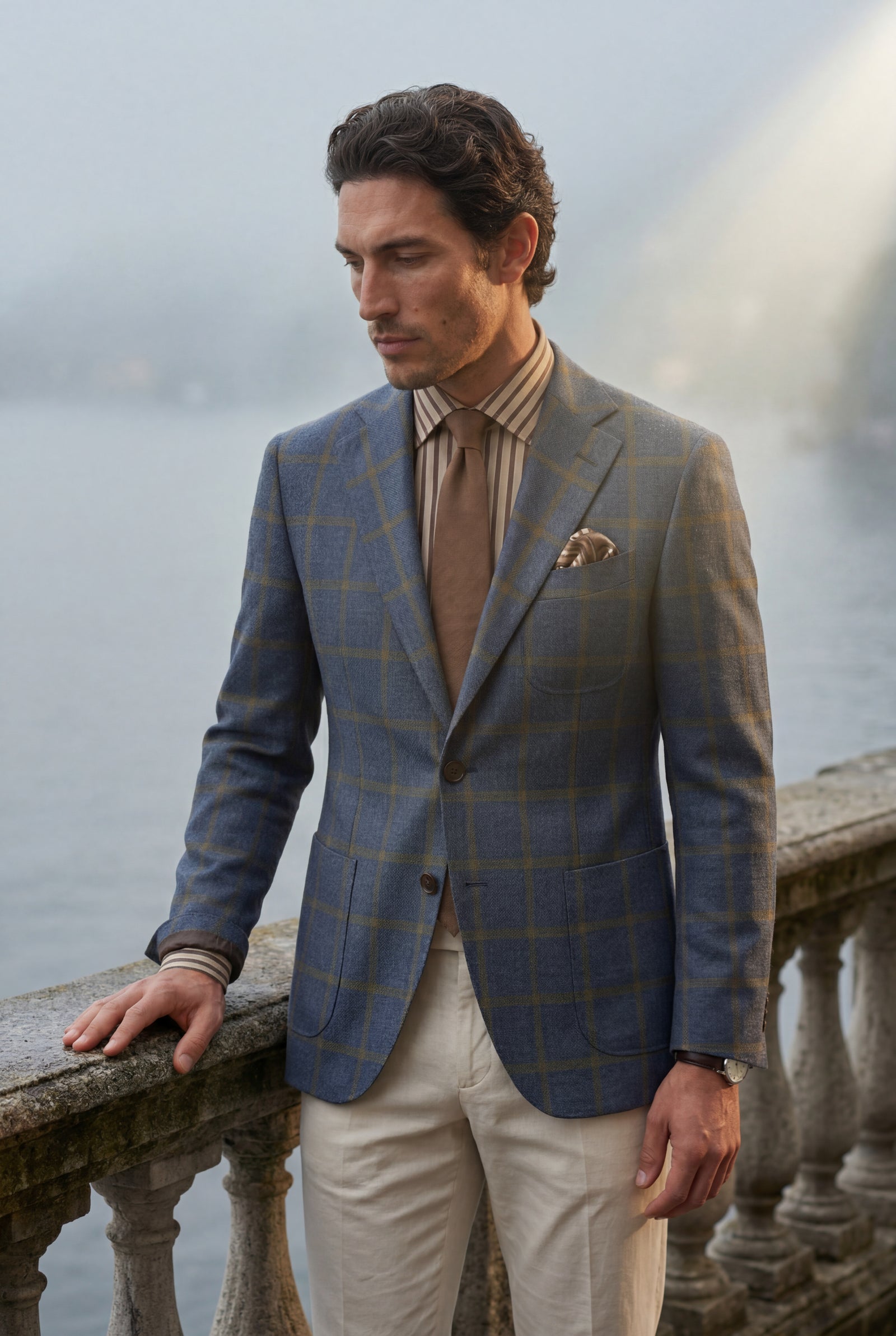 Blue Windowpane Check Tailored Slim Fit Blazer - Tailored blazers - Photo 4
