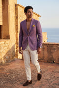 Purple Windowpane Check Tailored Slim Fit Blazer - Tailored blazers - Photo 5