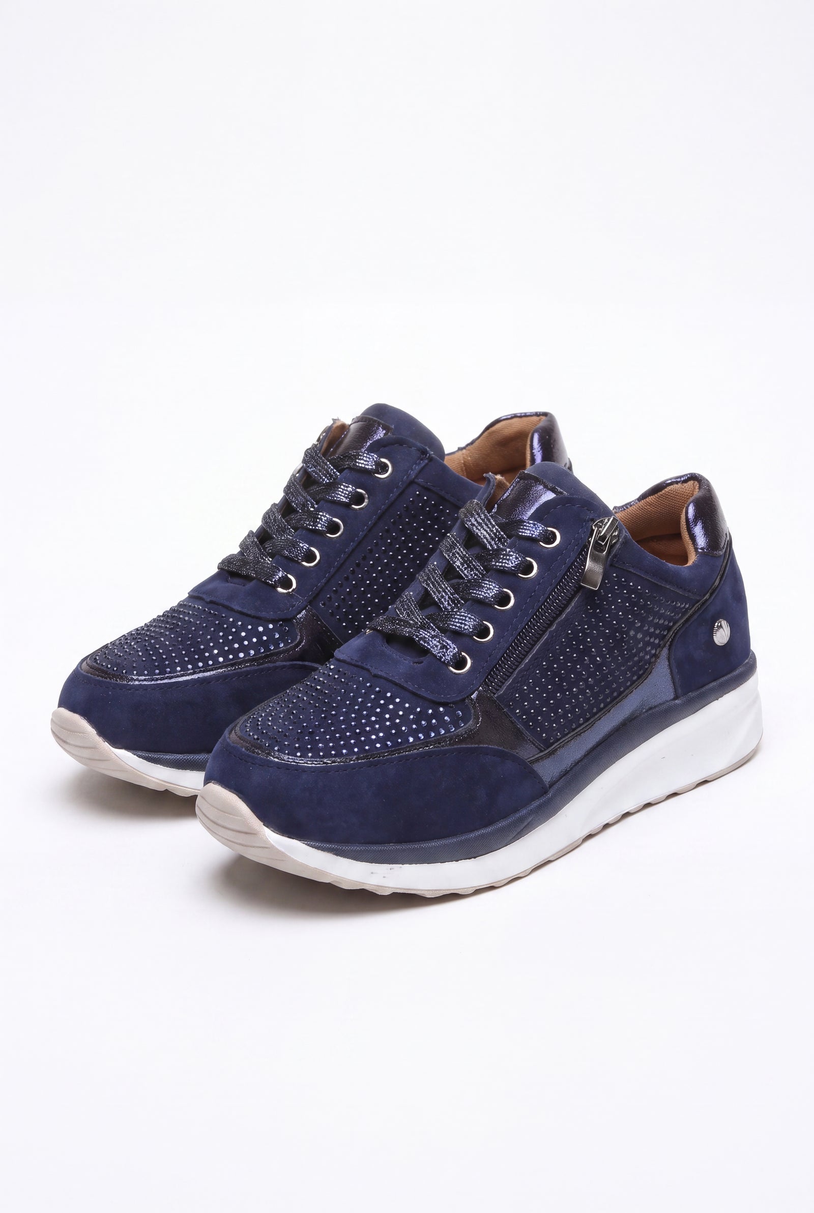 Women Sneakers Adjustable Fit in Navy Blue — primary packshot