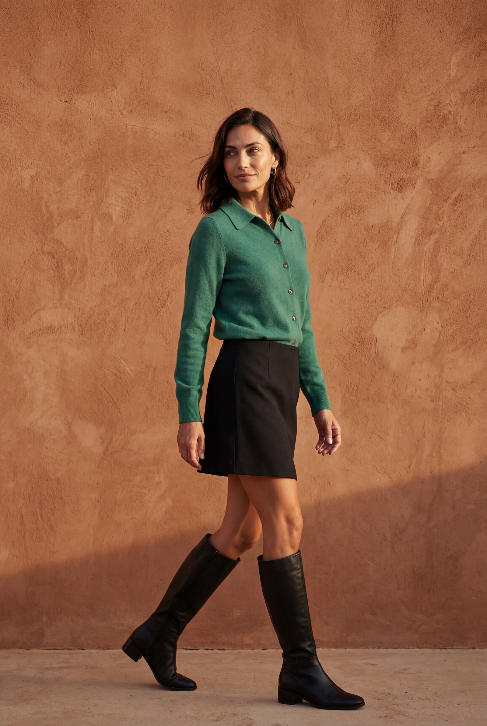 Green Women's Classic Collared Button-Down Cardigan Sweater - Photo 24