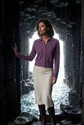 Purple Women's Classic Collared Button-Down Cardigan Sweater - Photo 26