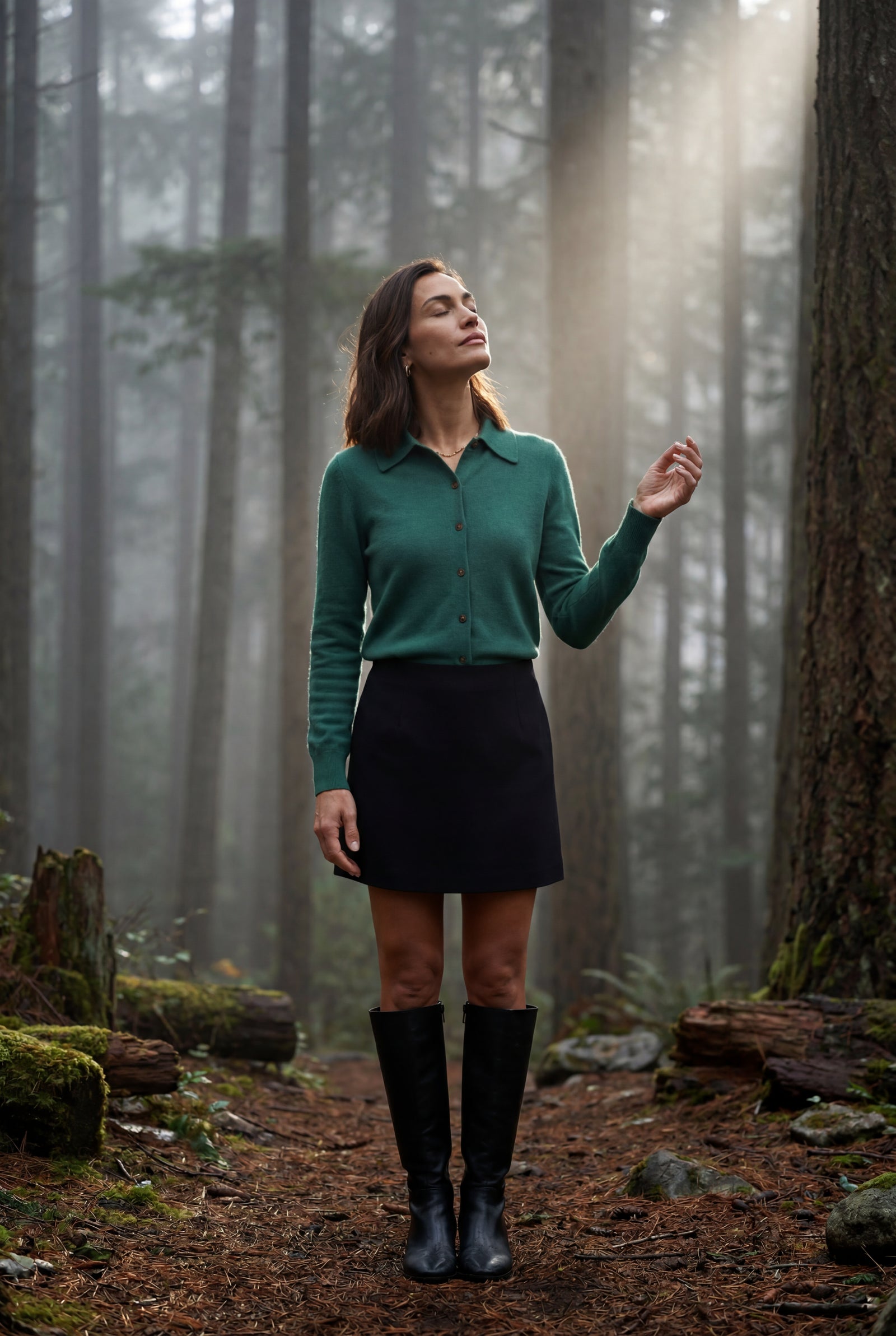 Green Women's Classic Collared Button-Down Cardigan Sweater - Photo 27