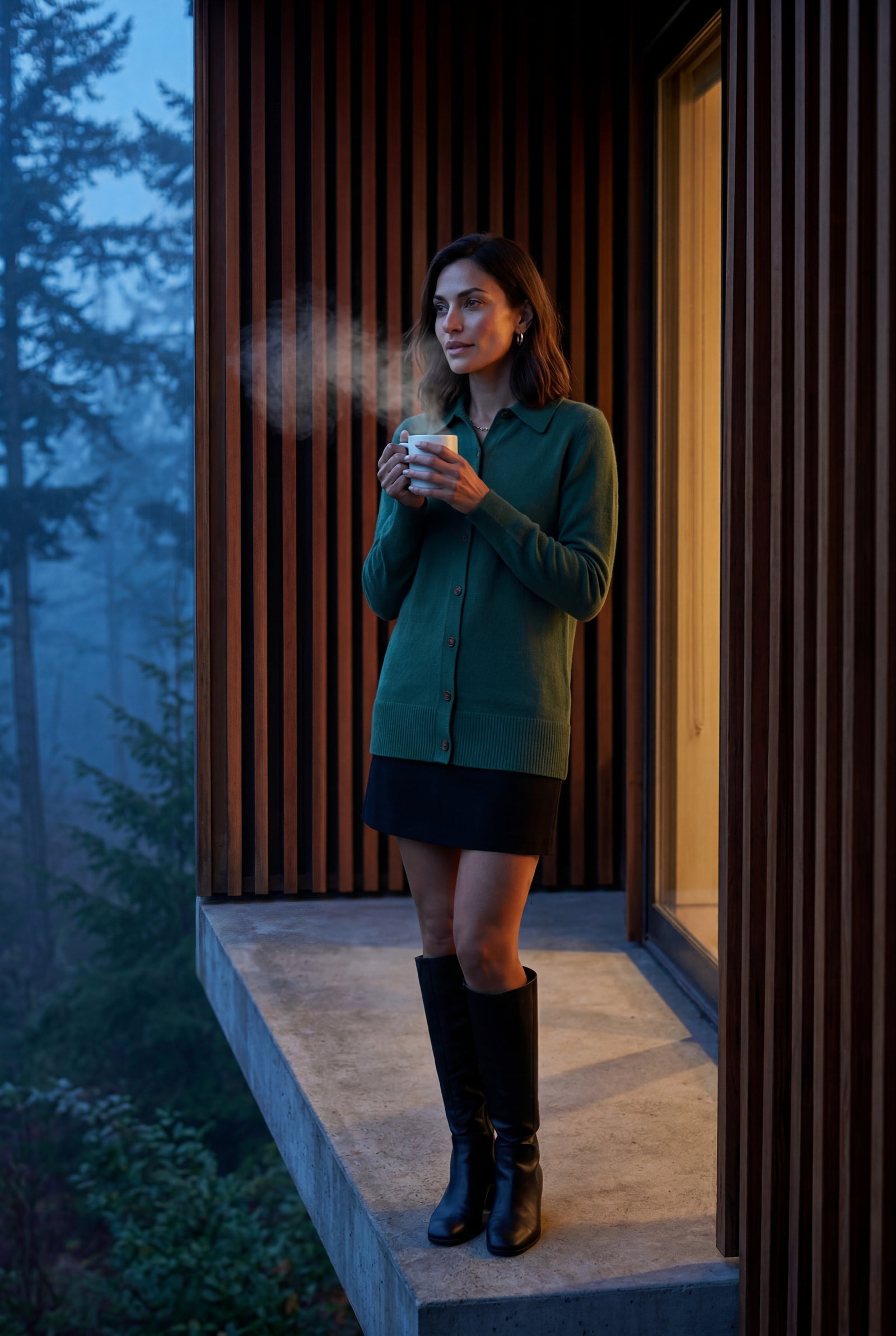 Green Women's Classic Collared Button-Down Cardigan Sweater - Photo 29