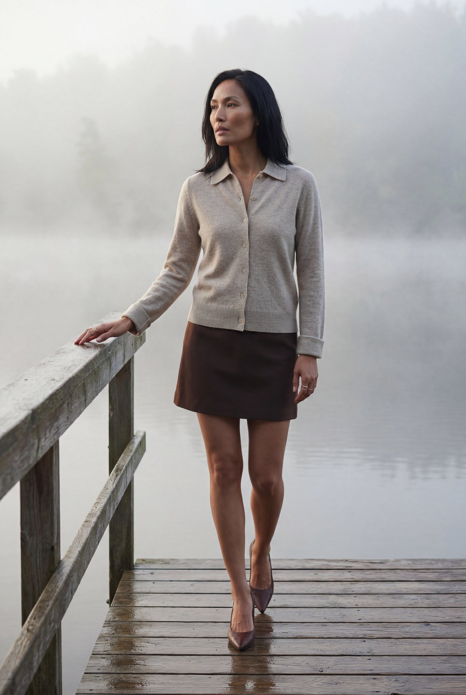 Camel Women's Classic Collared Button-Down Cardigan Sweater - Photo 38