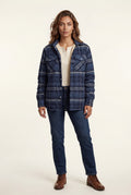 Navy Blue Women's -Lined Plaid Relaxed Shirt Jacket - Shirt jackets - Photo 4