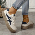 Navy Blue Women's Navy Contrast Stripe Retro Platform Sneakers - Photo 5