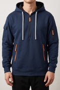 Zip-Pocket Hoodie in Navy Blue — Stilenza main image