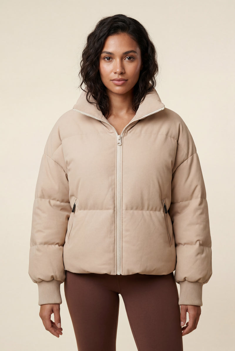 Nude Cropped High-collar Quilted Puffer Jacket - Puffer jackets - Photo 4
