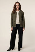 Olive Button-up Collared Cardigan with Patch Pockets - Wool cardigan - Photo 1