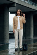 Khaki Button-up Collared Cardigan with Patch Pockets - Wool cardigan - Photo 10