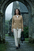 Khaki Button-up Collared Cardigan with Patch Pockets - Wool cardigan - Photo 4