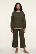 Olive Contrast Trim Relaxed Lounge Set - Photo 2