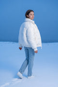 White Cropped High-collar Quilted Puffer Jacket - Puffer jackets - Photo 13
