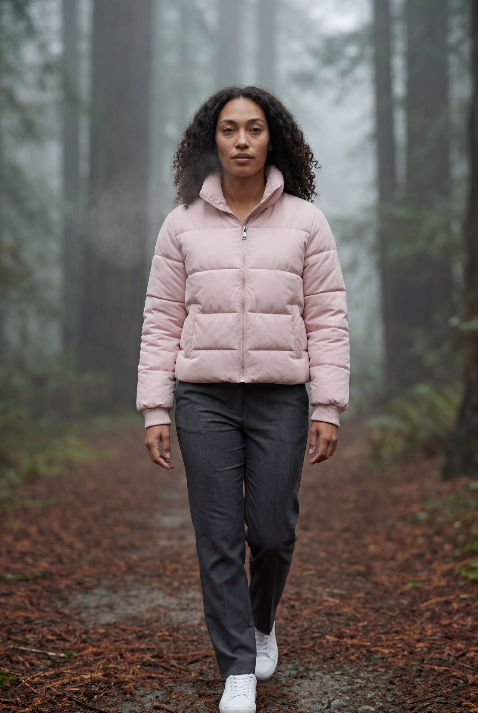 Pink Cropped High-collar Quilted Puffer Jacket - Puffer jackets - Photo 14