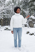 White Cropped High-collar Quilted Puffer Jacket - Puffer jackets - Photo 18