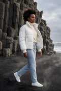 White Cropped High-collar Quilted Puffer Jacket - Puffer jackets - Photo 19