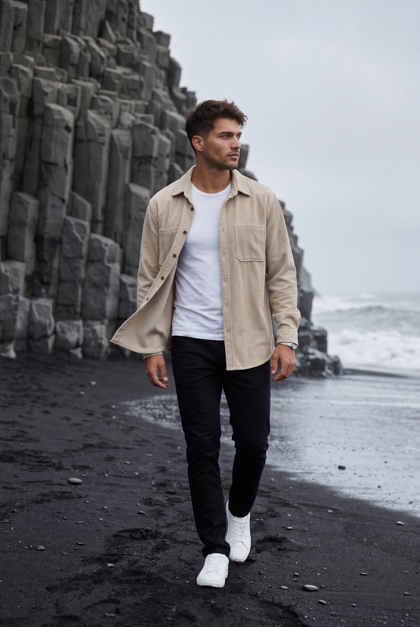 Beige Double Chest Pocket Shirt Jacket - Shirt jackets - Photo 5