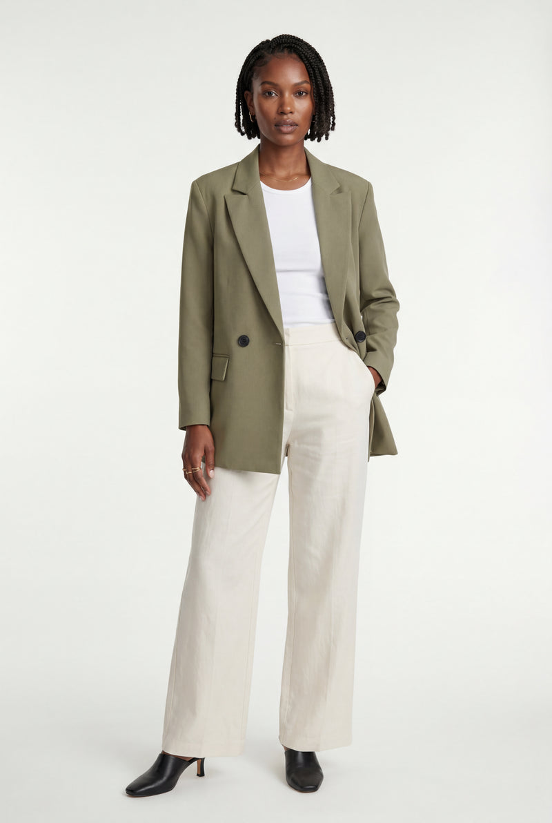 Olive Fitted Single-breasted Blazer with Classic Lapels - Fitted blazer - Photo 1