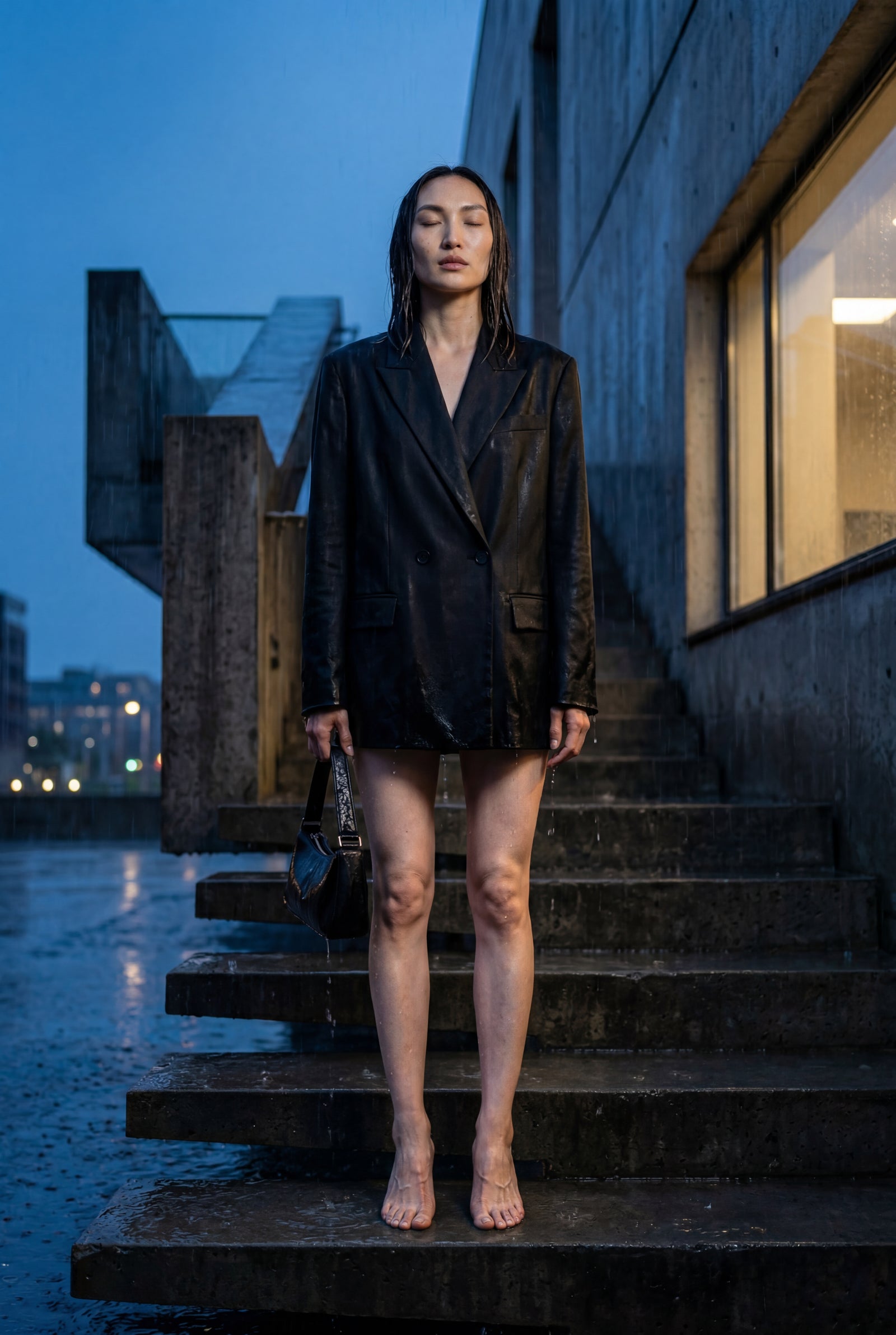 Black Fitted Single-breasted Blazer with Classic Lapels - Fitted blazer - Photo 6