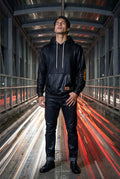 Black Contrast Elbow Patch Pullover Hoodie with Drawstring Hood - Men's hoodie - Photo 10