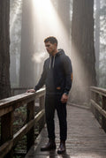 Navy Blue Contrast Elbow Patch Pullover Hoodie with Drawstring Hood - Men's hoodie - Photo 13