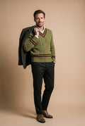 Men's Sweater Classic Fit in Olive Green — studio classic fit