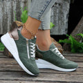 Olive Green Wedge Platform Low-top Sneakers with Side Zip - Low cut shoes - Photo 3