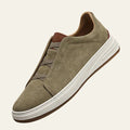 Olive Green Women's Elastic Band Slip-On Sneakers with Contrast Sole - Photo 5