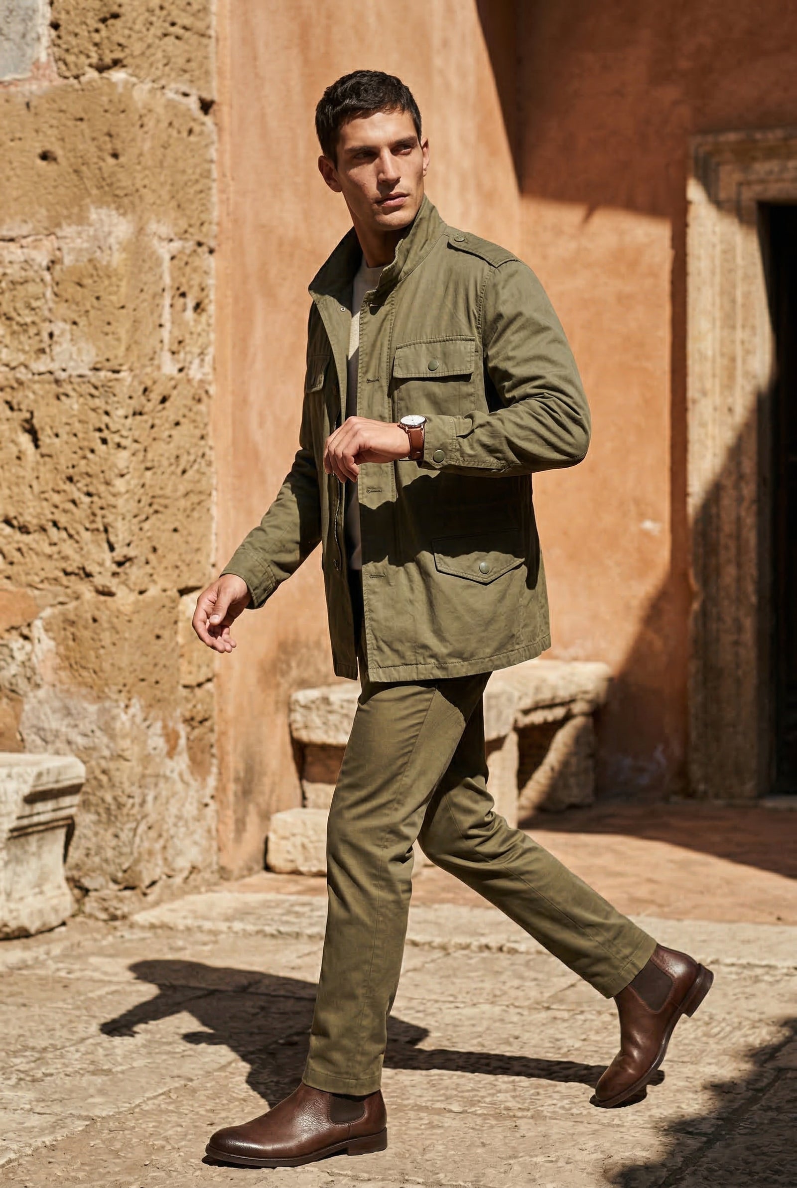 Olive Grey Matte Utility Pocket Field Jacket with Epaulettes - Casual jackets - Photo 4