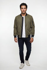 Olive Men's Slim-Fit Minimalist Classic Bomber Jacket - Photo 17