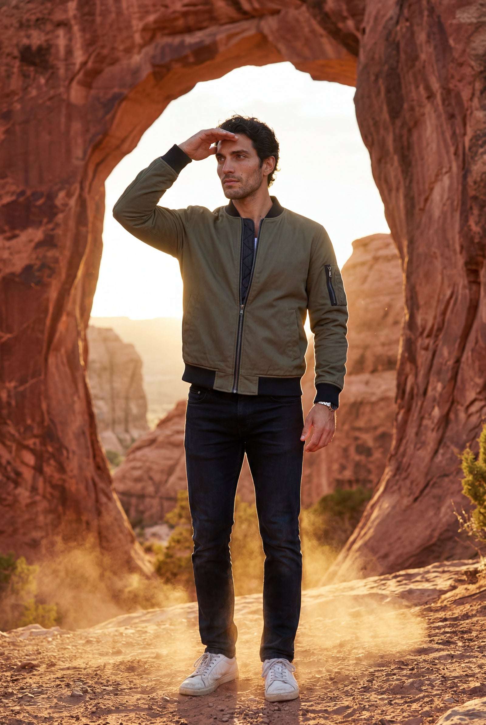 Olive Men's Slim-Fit Minimalist Classic Bomber Jacket - Photo 20