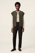 Olive Oversized Sleeveless Open-front Cardigan Vest - Oversized cardigan - Photo 7