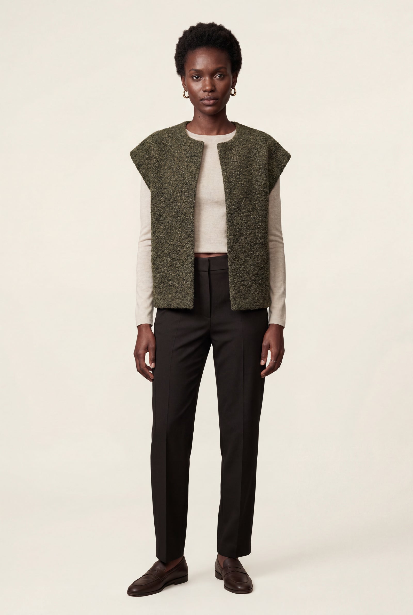Olive Oversized Sleeveless Open-front Cardigan Vest - Oversized cardigan - Photo 7