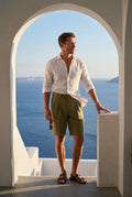 Olive Pleated Tailored Bermuda Shorts with Side Adjusters - Casual shorts - Photo 10