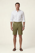 Olive Pleated Tailored Bermuda Shorts with Side Adjusters - Casual shorts - Photo 4
