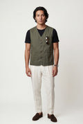 Olive Relaxed Fit Utility Vest with Functional Pockets - Cotton vests - Photo 7
