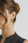Gold Chunky Gold-tone Heart Drop Statement Earrings - Drop earrings - Photo 2