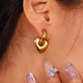 Gold Chunky Gold-tone Heart Drop Statement Earrings - Drop earrings - Photo 6