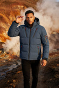 Blue Adjustable Hood Insulated Parka Jacket with Zip Pockets - Insulated jackets - Photo 13