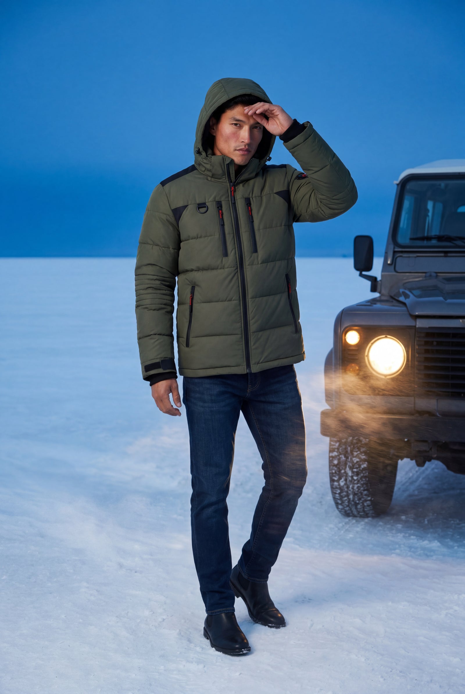 Army Green Adjustable Hood Insulated Parka Jacket with Zip Pockets - Insulated jackets - Photo 20